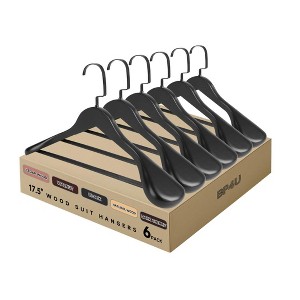 BP4U Premium Wide Shoulder Wooden Suit Hangers, 17.5-Inch Heavy-Duty Solid Wood Coat Hangers for Men's Suits & Coats - 1 of 4