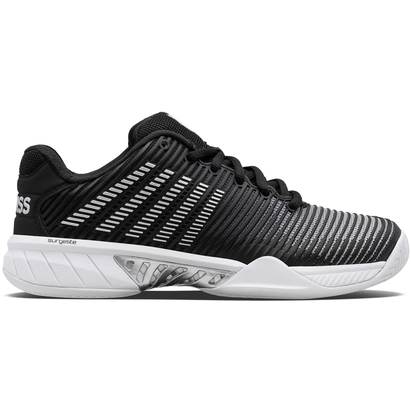 Женские кроссовки K-Swiss Hypercourt Express 2 Tennis Shoe (Black/White/Silver), цвет: Чёрный — фото 1