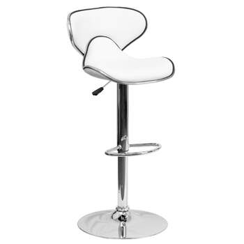 Flash Furniture Contemporary Cozy Mid-Back Vinyl Adjustable Height Barstool with Chrome Base