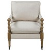 Asian Hardwood and Eucalyptus Accent Chair with Turned Legs, Plush Cushions and Covered Arms - 3 of 4