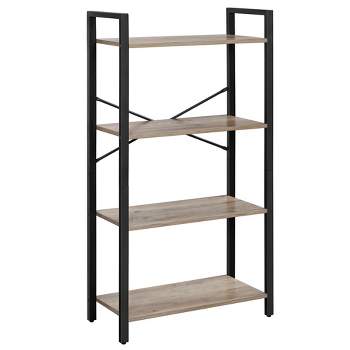 VASAGLE DAINTREE Bookshelf, Kitchen Shelf, Free Standing Shelf, Ladder Rack  with 4 Open Shelves, for Kitchen, Office, Stable Steel Frame