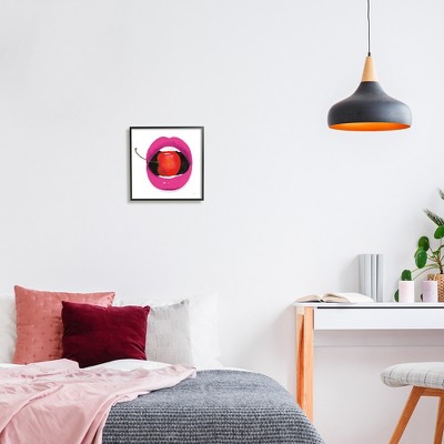 Biting Cherry Lips Pink and Red Canvas Print