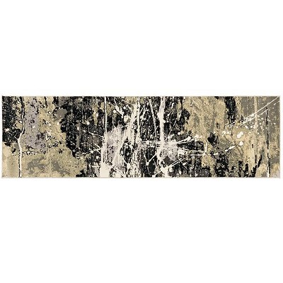 Bowen Black and Beige Synthetic Rectangular Area Rug