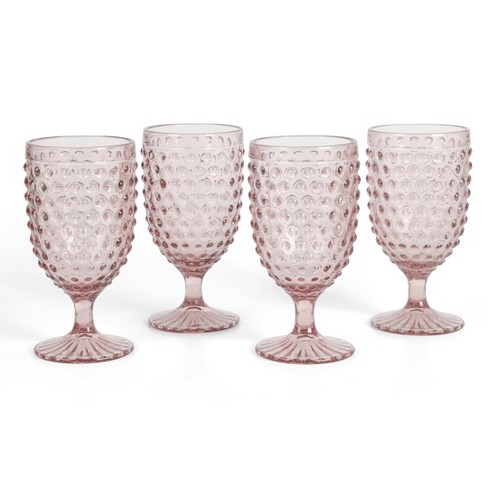 L.E. Smith pink hobnail goblets hotsell