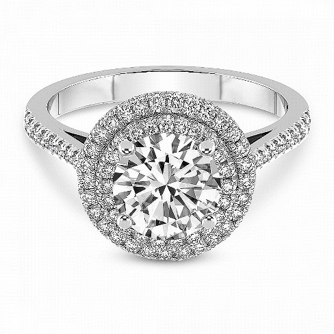 Pompeii3 1 Ct T.W. Diamond Double Halo Round Cut Lab Created Engagement Ring in 10k Gold - image 1 of 2