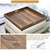 KINWELL Square Black Walnut Wood Serving Tray Ottoman Tray with Handles - 3 of 4