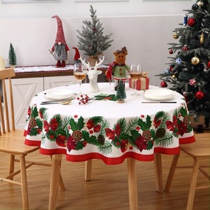 Christmas Tablecloth for Rectangle/Round Tables,Snowflake Washable Decorative Table Cover,Party Decorations for Parties Kitchen and Dining Room - 1 of 4