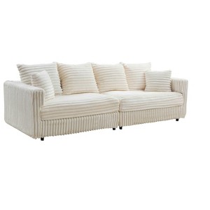 Dexmalle 104.3" Comfy Corduroy 4-Seat Sofa with Soft Pillows,Living Room/Apartment,Beige - 1 of 4