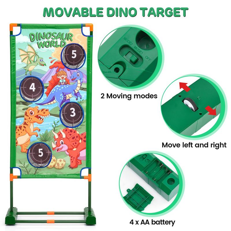 Whizmax Shooting Game Toy for Age 4-12 Years Old Boys, 2 Foam Blaster Toy Air Guns with Moving Dinosaur Shooting Target, Ideal Kid Birthday Gift, 4 of 8