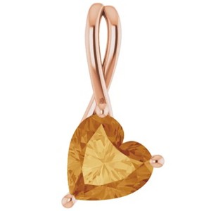 Pompeii3 2ct Citrine  Women's Heart Pendant in 14k Gold Necklace 6mm Tall - 1 of 4