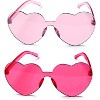 4E's Novelty Heart Shaped Sunglasses for Women (2 Pack) - Cute Pink Heart Sunglasses for Parties, Festival & Valentines Hot Pink Accessories for Women - 2 of 4