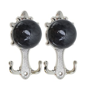 Unique Bargains Curtain Holdbacks Jade-style Hangers Iron PPC Bronze 5.51"x2.56" 1 Pair - 1 of 4