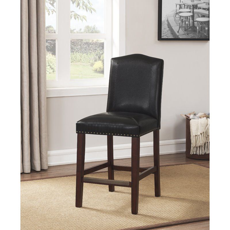 Carteret Brown Leather Counter Stool in Espresso - Comfort Pointe , 2 of 11