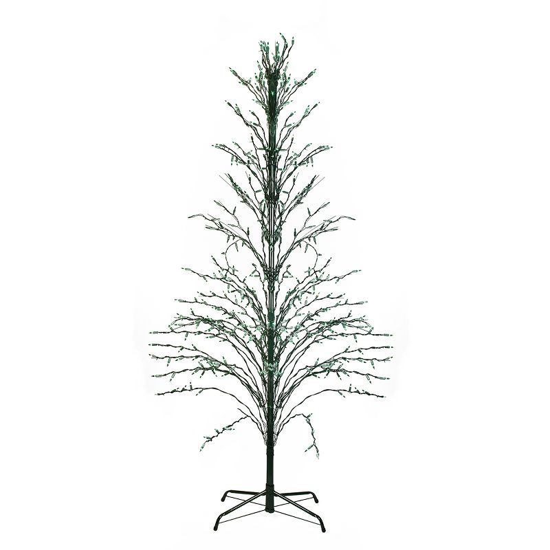 Northlight 4' Prelit Artificial Christmas Tree White Lighted Cascade Twig Outdoor Decoration - Green Lights, 1 of 4
