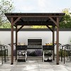 Famapy Cedar Wood BBQ Gazebo with Galvanized Steel Roof and Dual Bar Shelves for Patio & Garden - 3 of 4