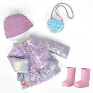 Our Generation Wintery Glam Outfit 18" Doll Coat with Hat, Boots & Purse Accessories - 1 of 4
