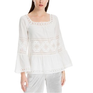 Max Studio London Womens Lace-Trim Peplum Blouse - 1 of 1