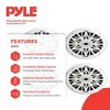 Pyle 6'' x 9'' 260 Watt Water Resistant Marine Outdoor Boat ATV UTV Sound System Speakers with Removable Grill and Poly Carbon Cone, White (4 Pack) - 2 of 4