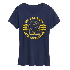 Women's - Peanuts - We All Have Our Anxieties Short Sleeve Graphic T-Shirt - 1 of 4