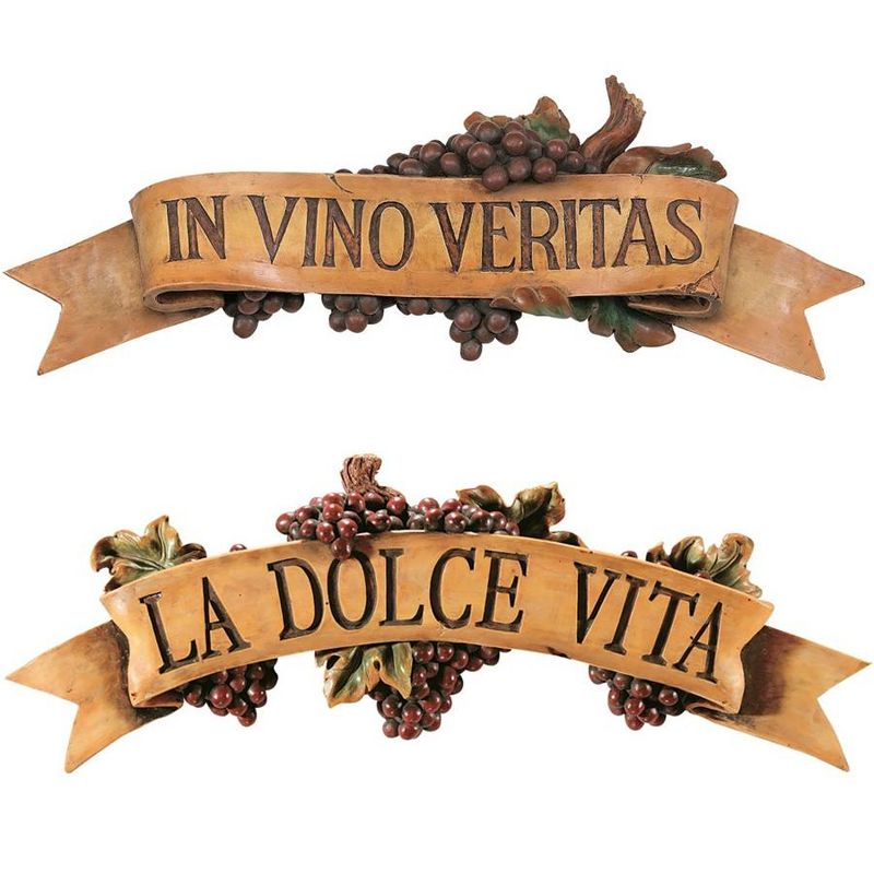 Design Toscano La Dolce Vita and In Vino Veritas Sculptural Wall Plaques, 2 Piece, 1 of 3