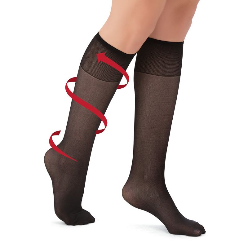 Collections Etc Sheer Non-Binding Non-Run Support Knee Hi Stocking Hosiery, 6 Pack, 2 of 4