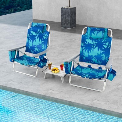 2-Pack Tommy Bahama Beach Chair Lay Flat, Reclining, Adjustable