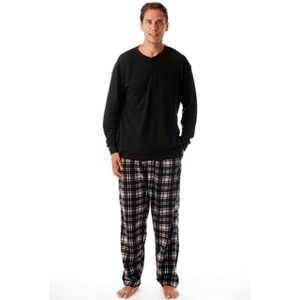#FollowMe Mens Thermal Henley Pajama Set with Polar Fleece Pants  Warm, Comfy Sleepwear - 1 of 4