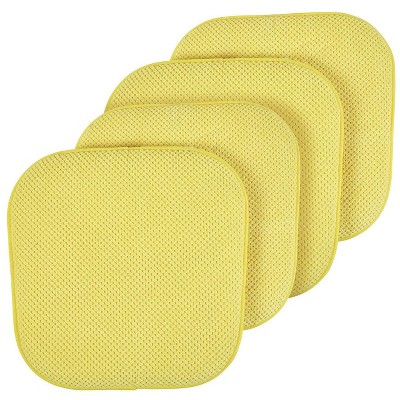 GoodGram Non Slip Chenille Premium Memory Foam Chair Cushions (4 Pack) - 16  in. W x 16 in. L, Black