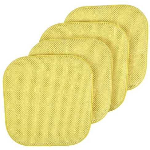 GoodGram Non Slip Chenille Premium Memory Foam Chair Cushions (4 Pack) - 16 in. W x 16 in. L, Black