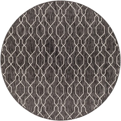 Mark & Day Valentijn 5'3" Round Woven Indoor and Outdoor Area Rugs Dark Gray