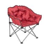 Mac Sports Heavy Duty Steel Alloy and Fabric Foldable Padded Outdoor Club Camping Chair Tufted Travel Seat with Carry Bag, Wine Red