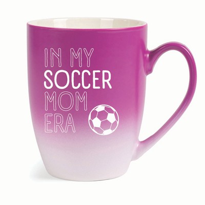 Elanze Designs In My Soccer Mom Era Two Toned Ombre Matte 10 ounce New Bone China Coffee Tea Cup Mug For Your Favorite Morning Brew, Pink and White