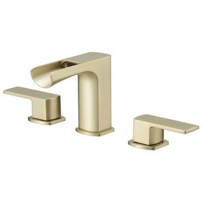 BWE Waterfall 8 in. Widespread Double-Handle Bath Faucet Set 3-Holes Vanity Sink with Metal Drain