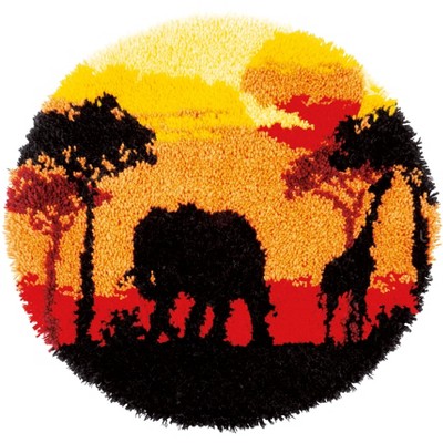 Vervaco Shaped Rug Latch Hook Kit 22" Round-African Sunset