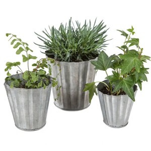 Slickblue Mini Tin Planters Set, Folded Edge Design, 3 Small Indoor Pots, Rustic Industrial, Silver, 2.8-4" - 1 of 3
