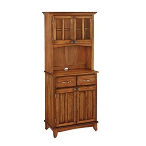 Small Buffet of Buffets Server with Hutch and Oak Top Oak - Homestyles: Traditional Storage, Glass Doors, Adjustable Shelves - 1 of 4