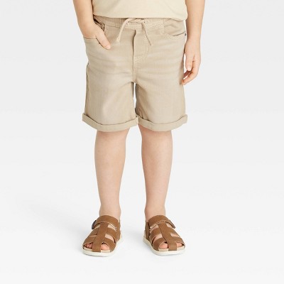 Toddler Boys' Rolled Hem Super Stretch Pull-On At Knee Shorts - Cat & Jack™  Khaki 12M