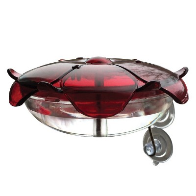 Ruby Red and Clear Polycarbonate Window Mounted Hummingbird Feeder