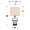 360 Lighting Hudson Rustic Accent Table Lamps 23" High Set of 2 Bronze Clear Glass USB Charging Port Drum Shade for Bedroom Living Room Bedside Desk - 4 of 4