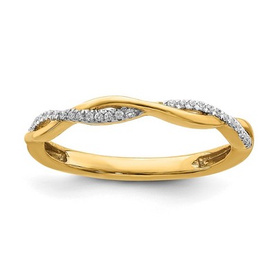 Black Bow Jewelry 2mm 14k Yellow Gold 1/15 Ctw Diamond Stackable Twist Band