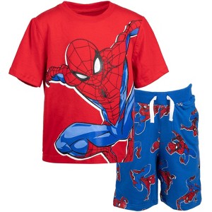 Marvel Spider-Man T-Shirt and French Terry Shorts Outfit Set Toddler to Big Kid Sizes (2T - 10-12) - 1 of 4