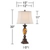 Kathy Ireland Mulholland Traditional Table Lamp 30" Tall Brown Gold Faux Marble Aged Bronze Off White Oval Shade for Bedroom Living Room Bedside Kids - 4 of 4