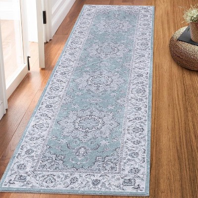 Acekool Vintage Floral Rug - Non Slip Low Pile Indoor Area Rug for Living Room, Bedroom & Dining Room