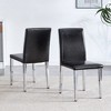 TiramisuBest Set of 2 White PU Leather Dining Chairs with Silver Metal Legs, Modern Minimalist Upholstered Chairs for Dining, Kitchen, or Cafe - 2 of 4
