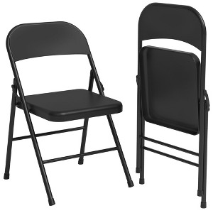 Folding Chairs 4 Pack, Sturdy metal frame supports up to 350 lbs£¬ Portable folding chairs ideal for dining, living, office, and outdoor events. - 1 of 4