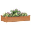 vidaXL Outdoor Planter Pot - Brown Garden Raised Bed with Liner, Solid Wood Fir Construction, Efficient Drainage, 47.2"x23.6"x9.8" for Garden/Patio - 3 of 4
