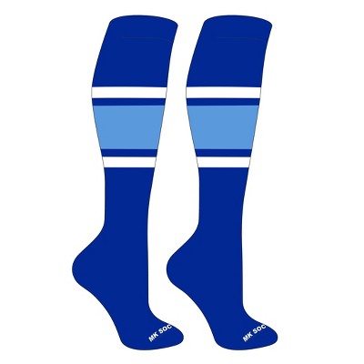 MK Socks Striped OTC Baseball, Softball, Football Socks (B) Royal, White, Columbia Blue