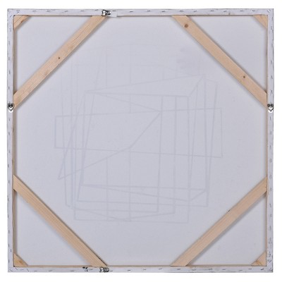 36" Square Abstract Line Art on White Canvas