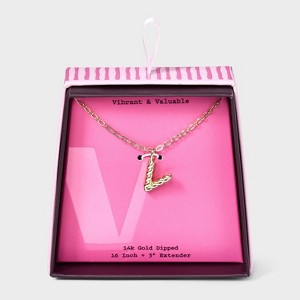 14K Gold Dipped Twisted Bubble Initial Necklace - A New Day™ Gold - 1 of 4