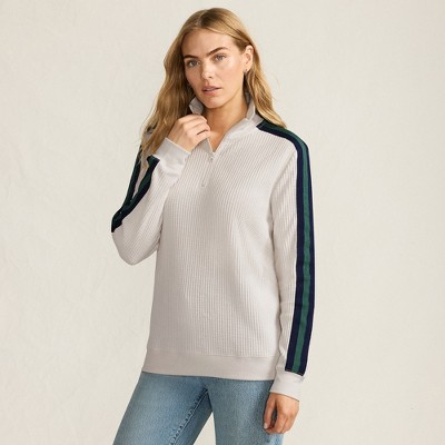 Lands' End Women's Long Sleeve Waffle Quarter Zip Pullover